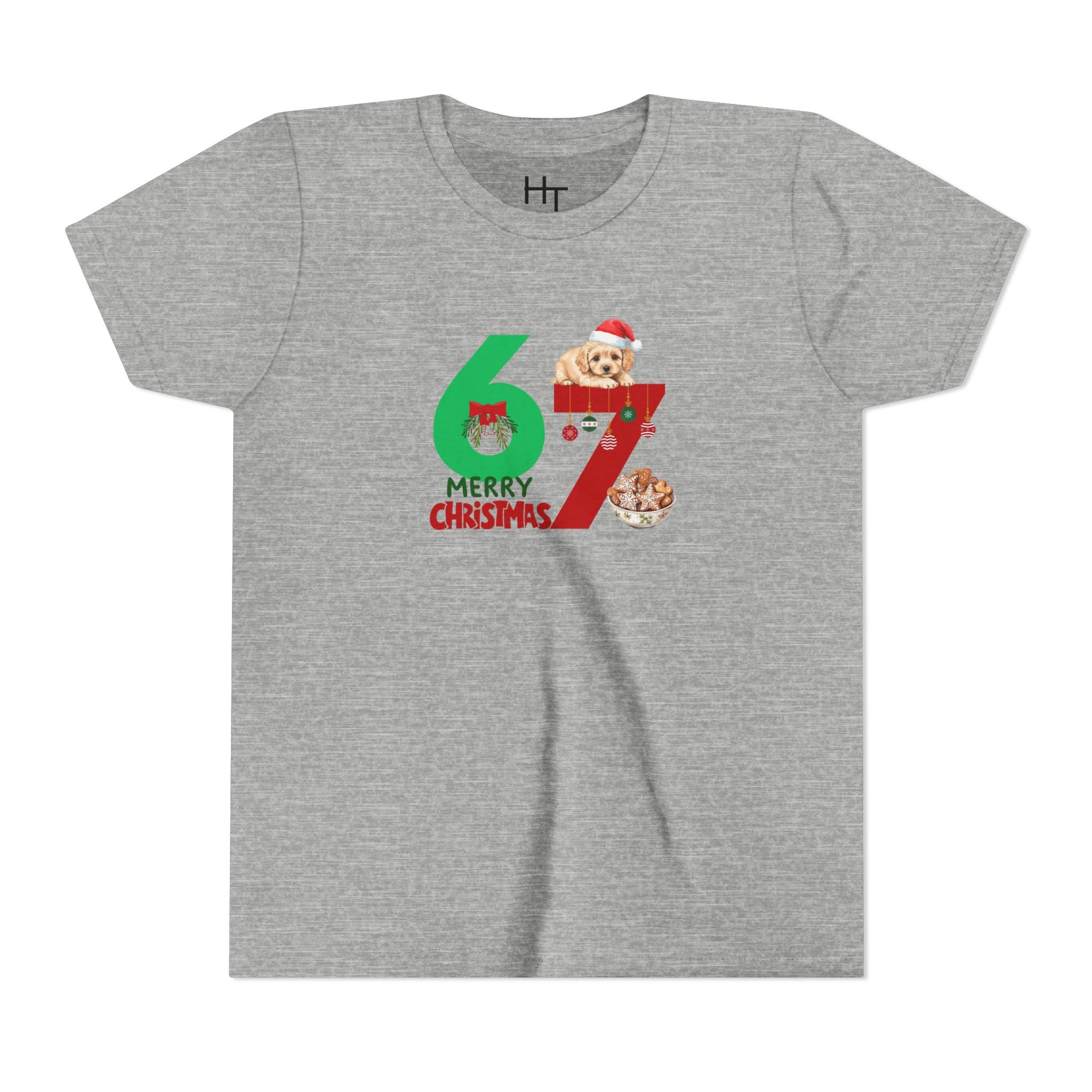 Youth Tee – '67 Merry Christmas' Cute Puppy Holiday Shirt