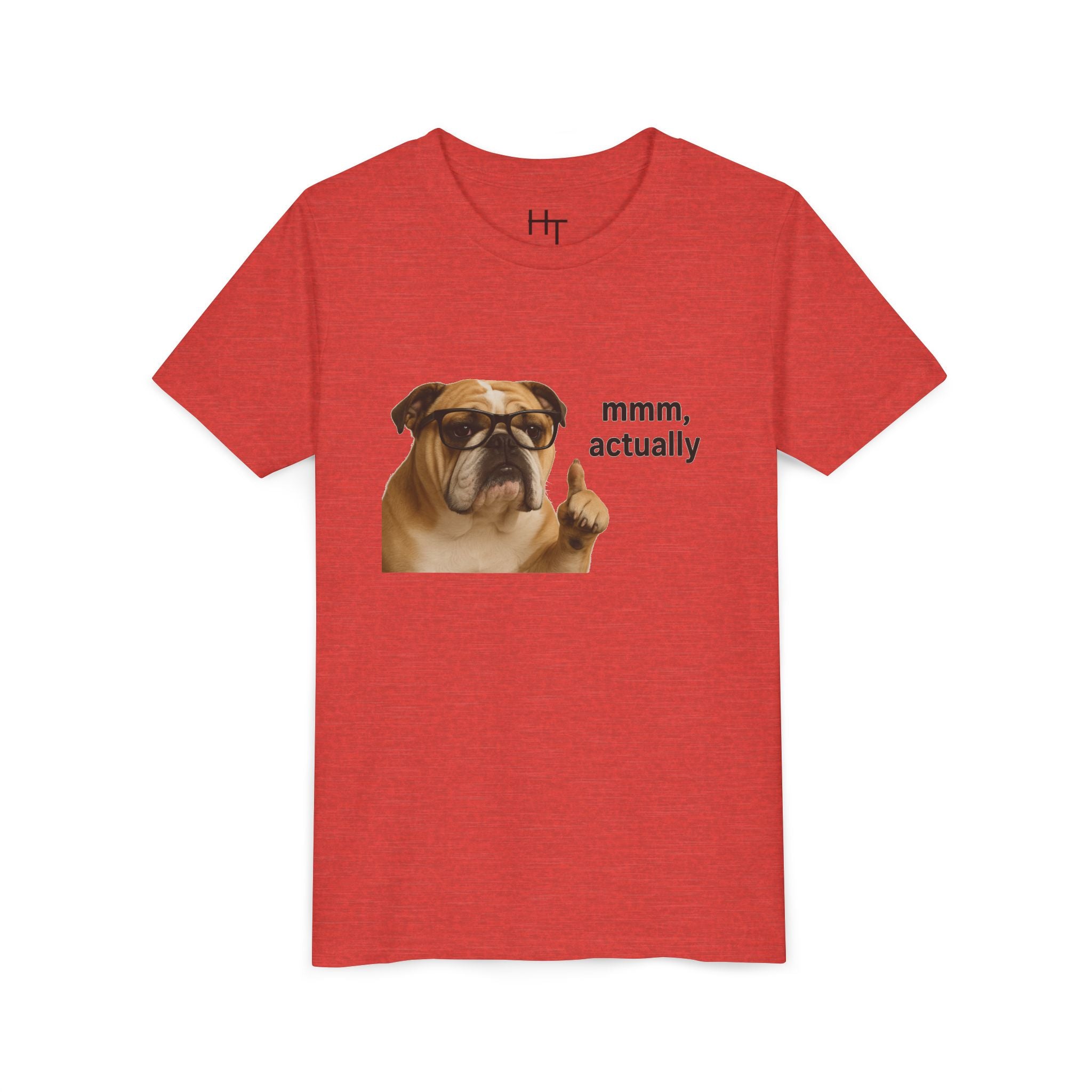 Youth Tee — Funny Bulldog Graphic “mmm, actually” Kids Shirt