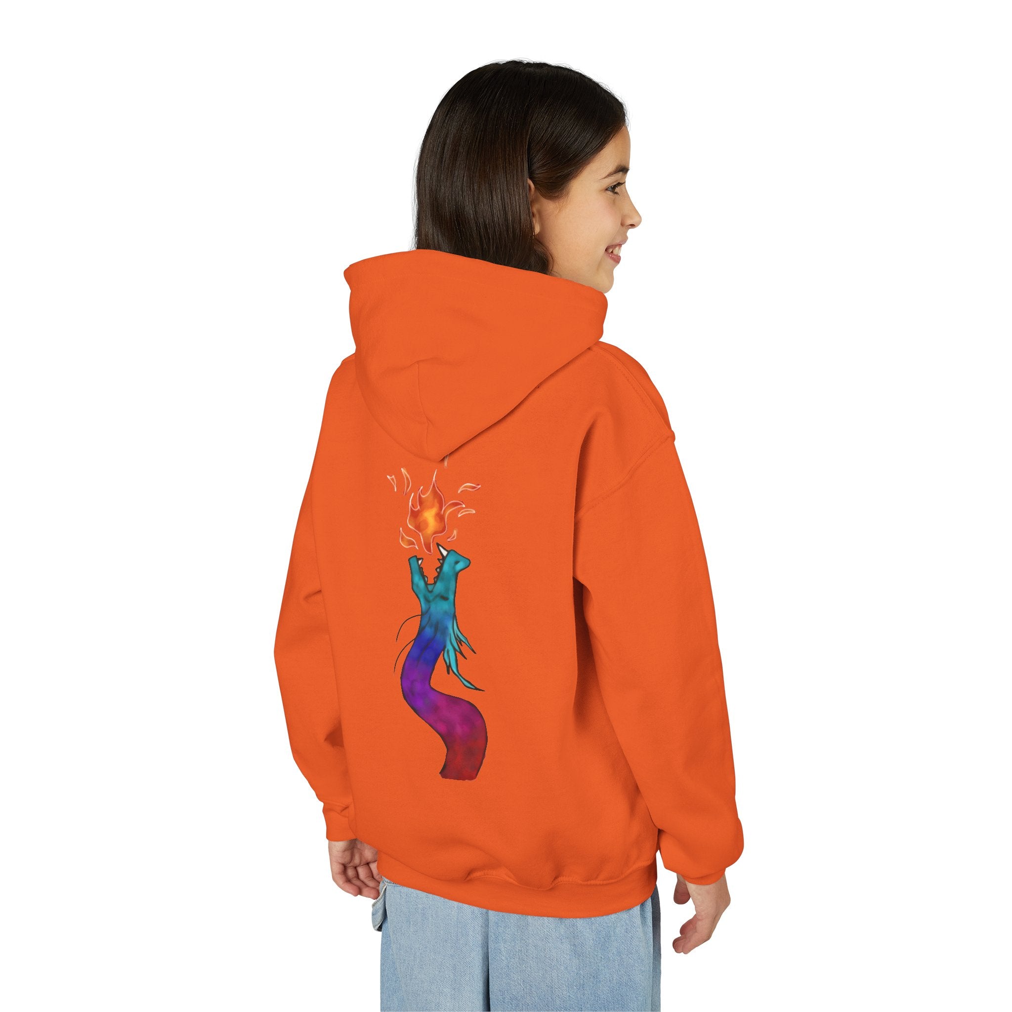 Youth Hoodie — Colorful Fire-Breathing Dragon Graphic