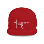 Florida Homeschool Flat Bill Snapback Hat (WHITE embroidery)