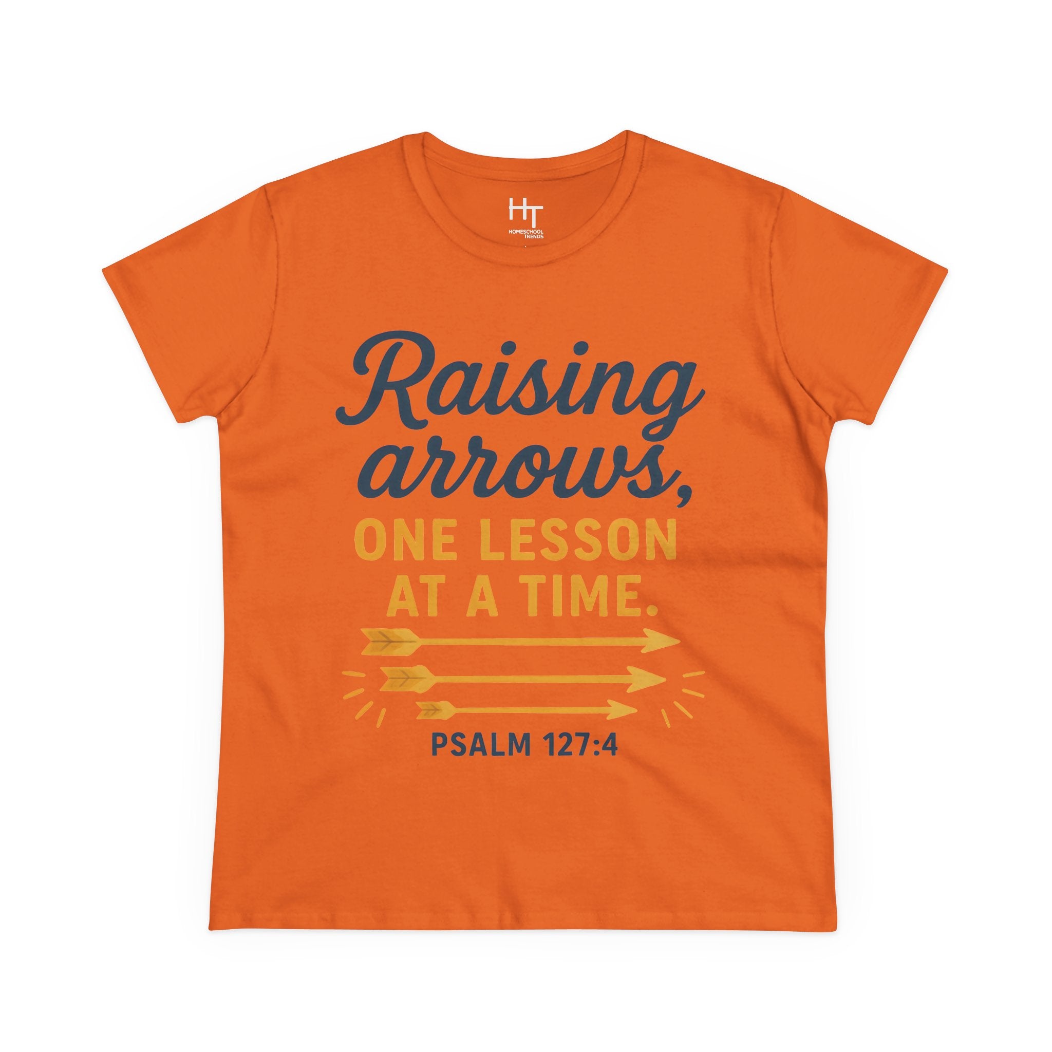 Raising Arrows T-Shirt — "Raising arrows, one lesson at a time. Psalm 127:4" Faith Mom Tee