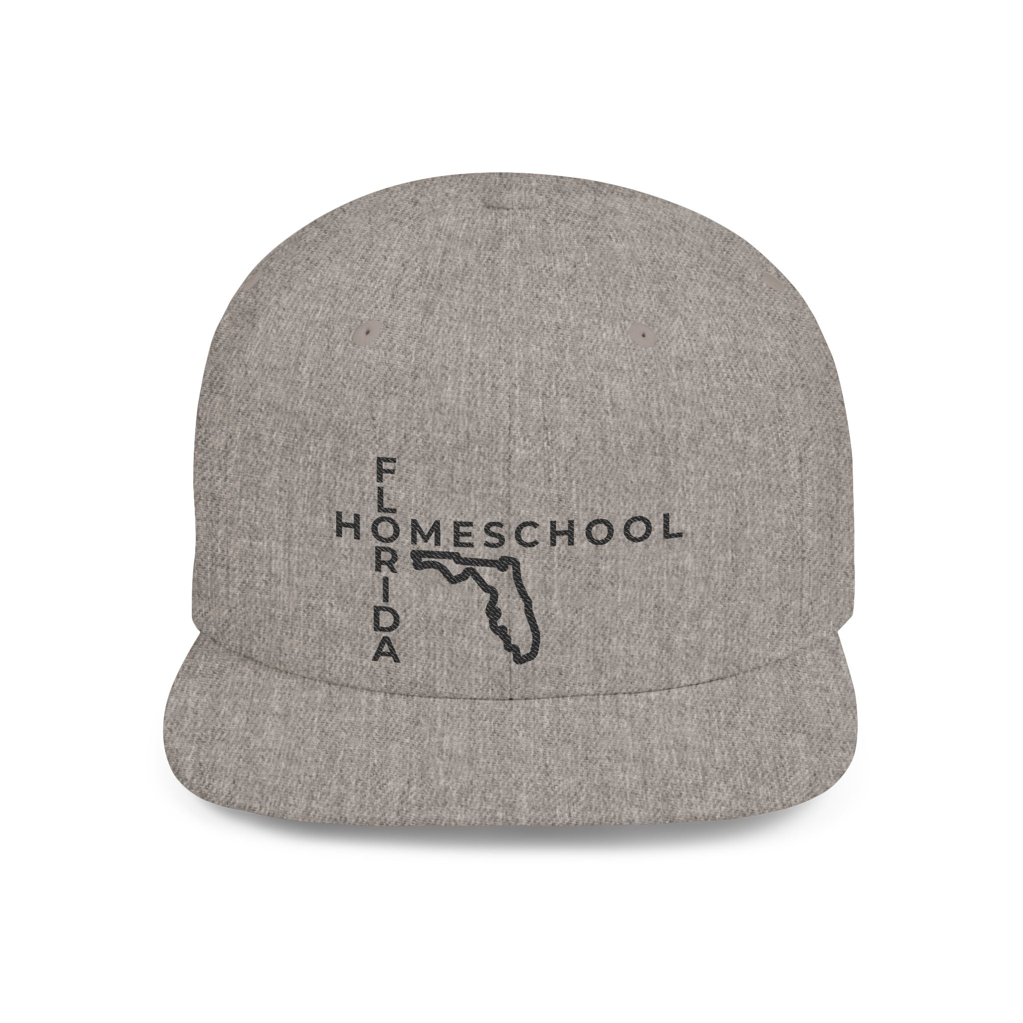 Florida Homeschool Flat Bill Snapback Hat (BLACK embroidery)