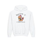 Meowy Christmas Youth Hoodie — Cute Cat Santa Holiday Sweatshirt