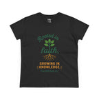 Rooted in Faith Women's Tee — "Growing in Knowledge" Colossians 2:7 Christian T-Shirt