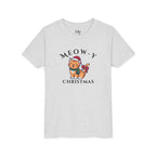Youth Tee - "Meow-y Christmas" Cute Cat Kids Holiday T-Shirt