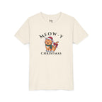 Youth Tee - "Meow-y Christmas" Cute Cat Kids Holiday T-Shirt