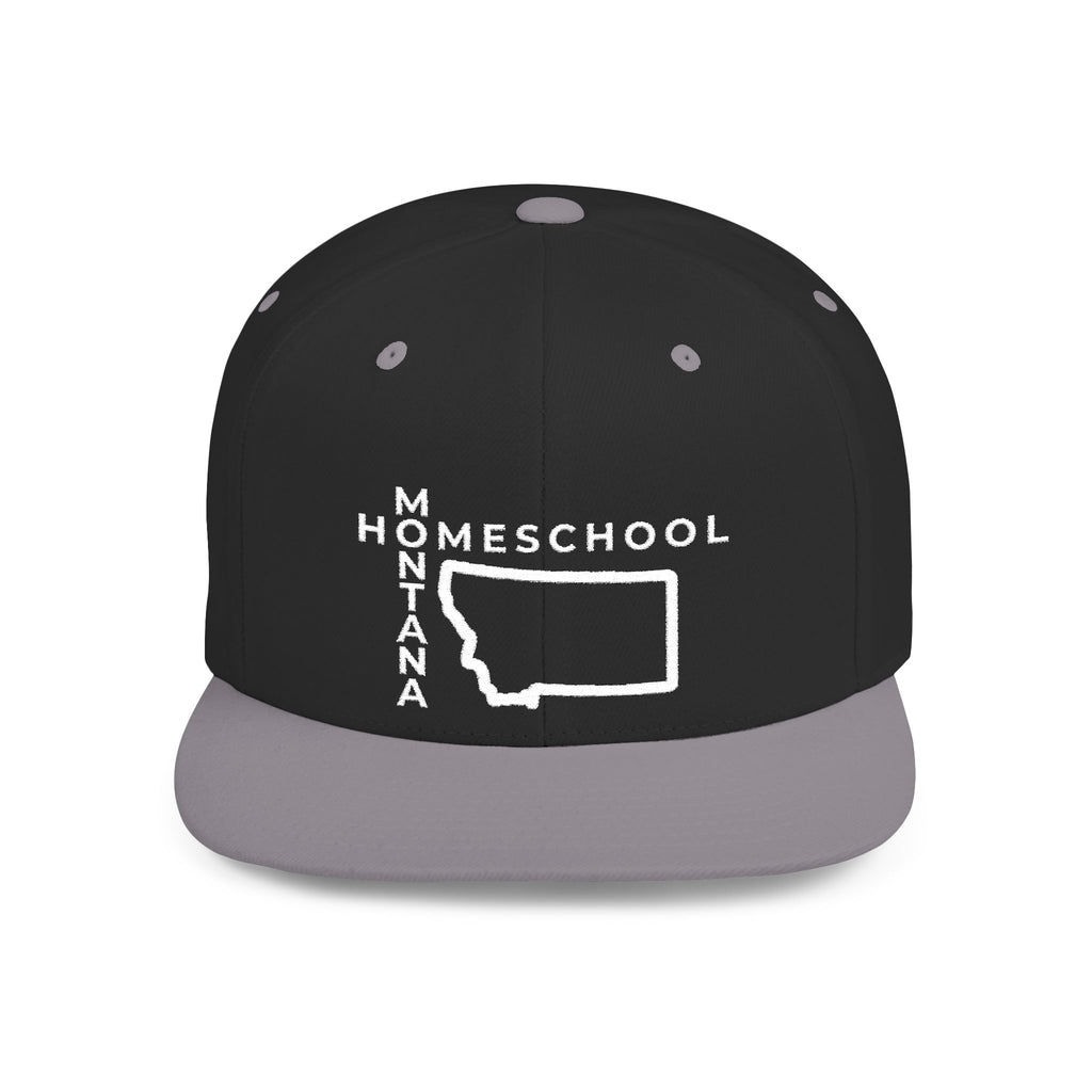 Montana Homeschool Flat Bill Snapback Hat (WHITE embroidery)