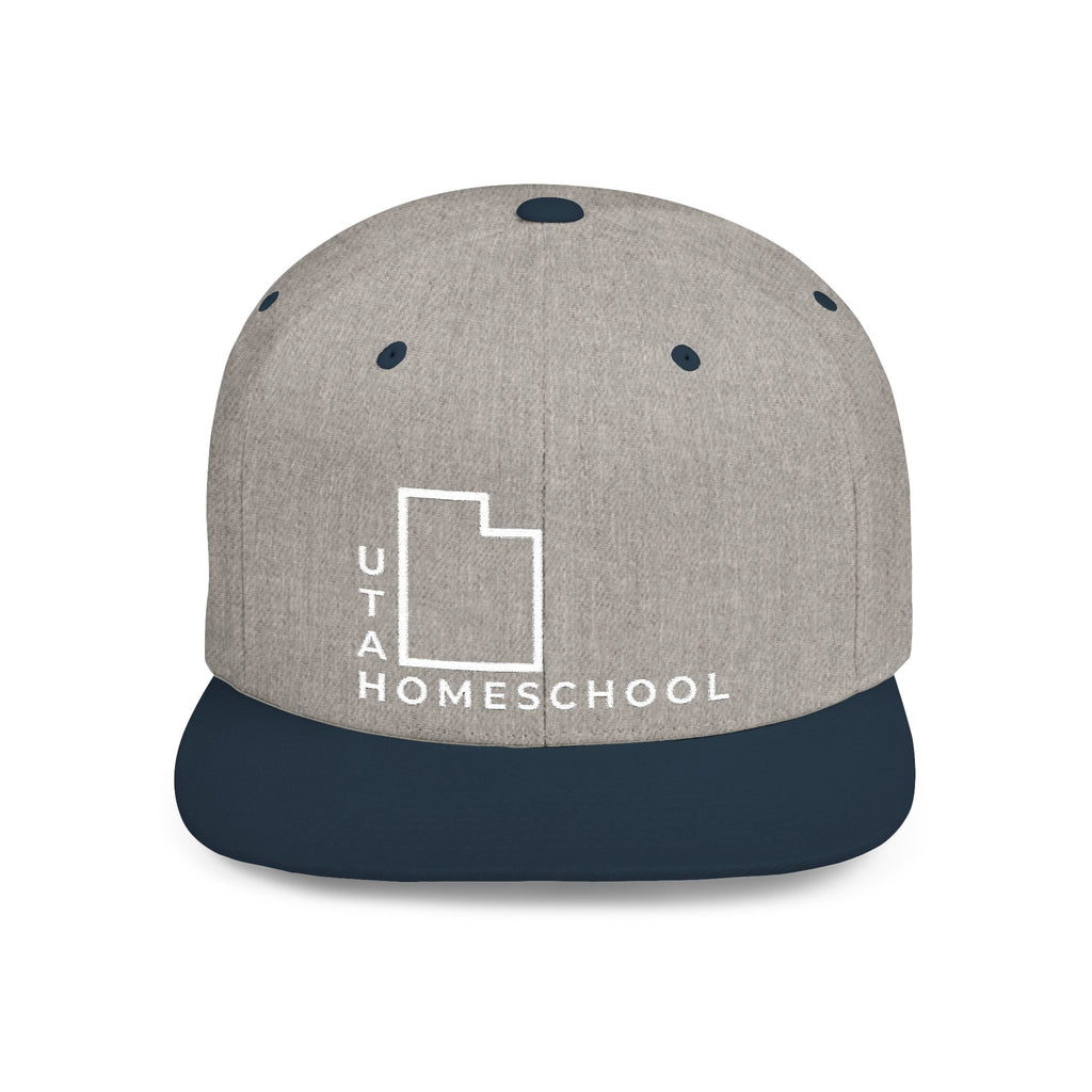 Utah Homeschool Flat Bill Snapback Hat (WHITE embroidery)