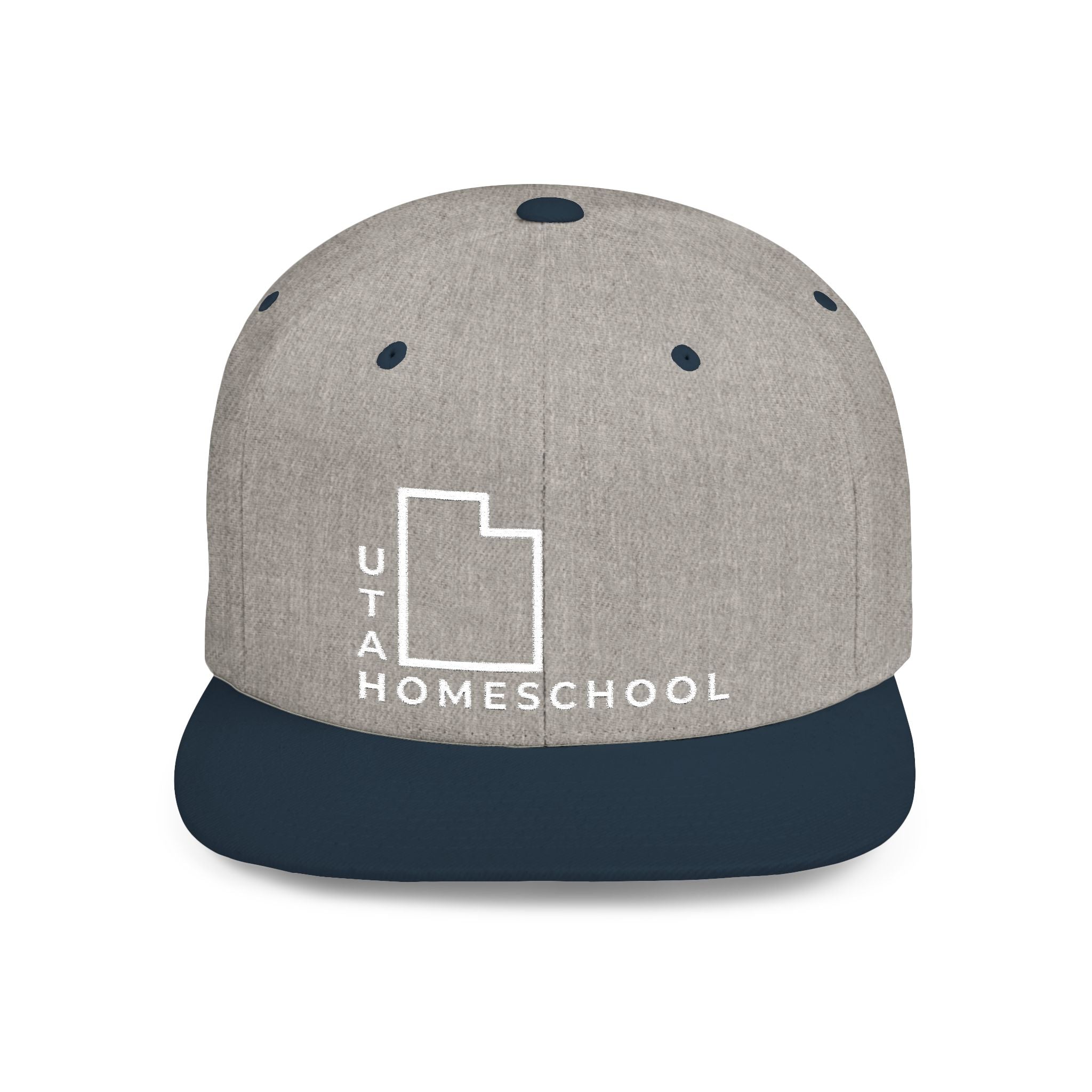 Utah Homeschool Flat Bill Snapback Hat (WHITE embroidery)