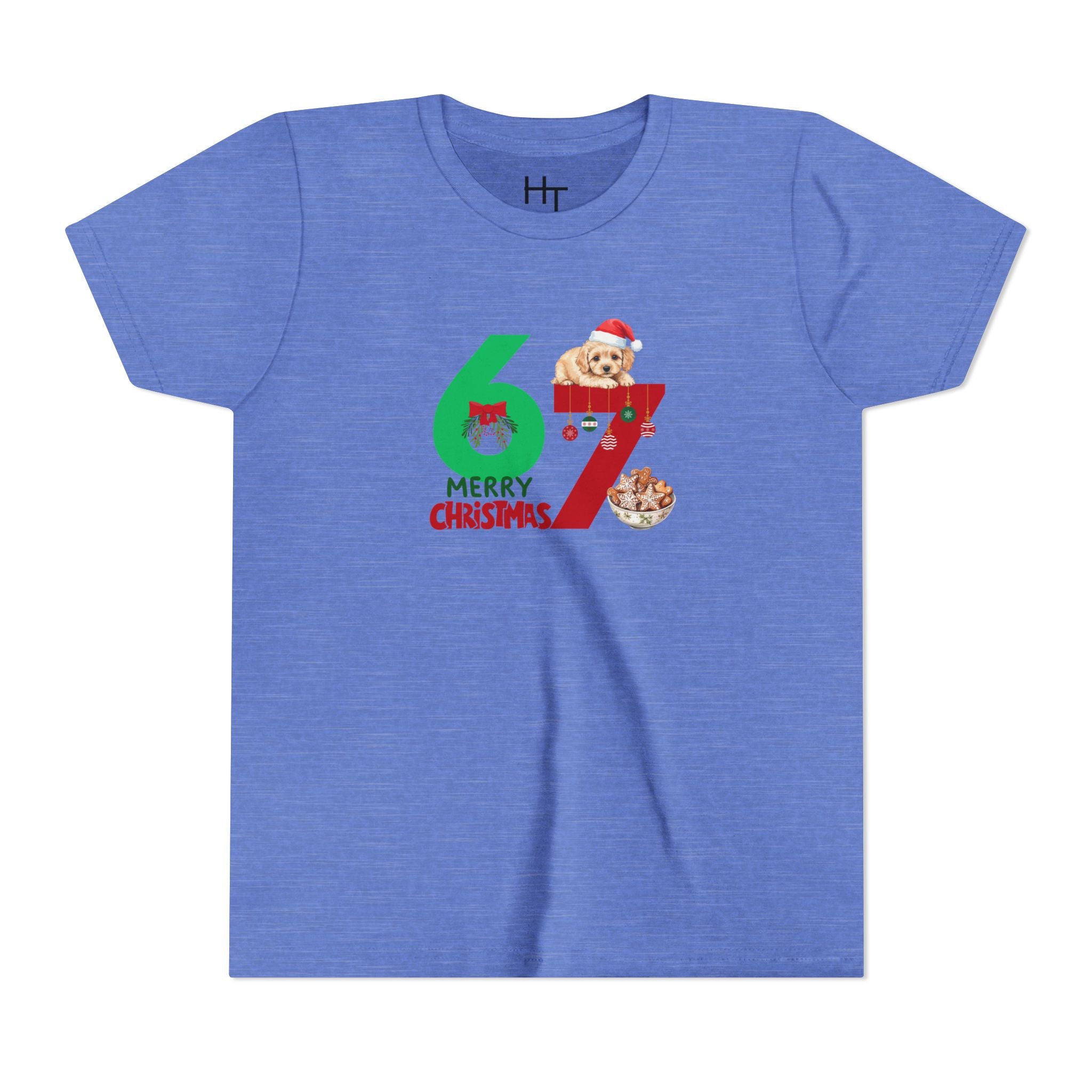 Youth Tee – '67 Merry Christmas' Cute Puppy Holiday Shirt