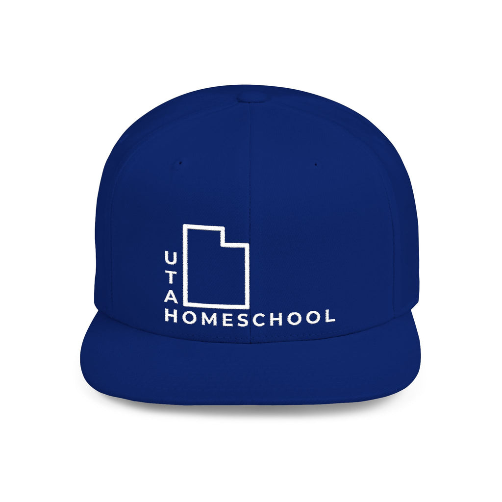 Utah Homeschool Flat Bill Snapback Hat (WHITE embroidery)
