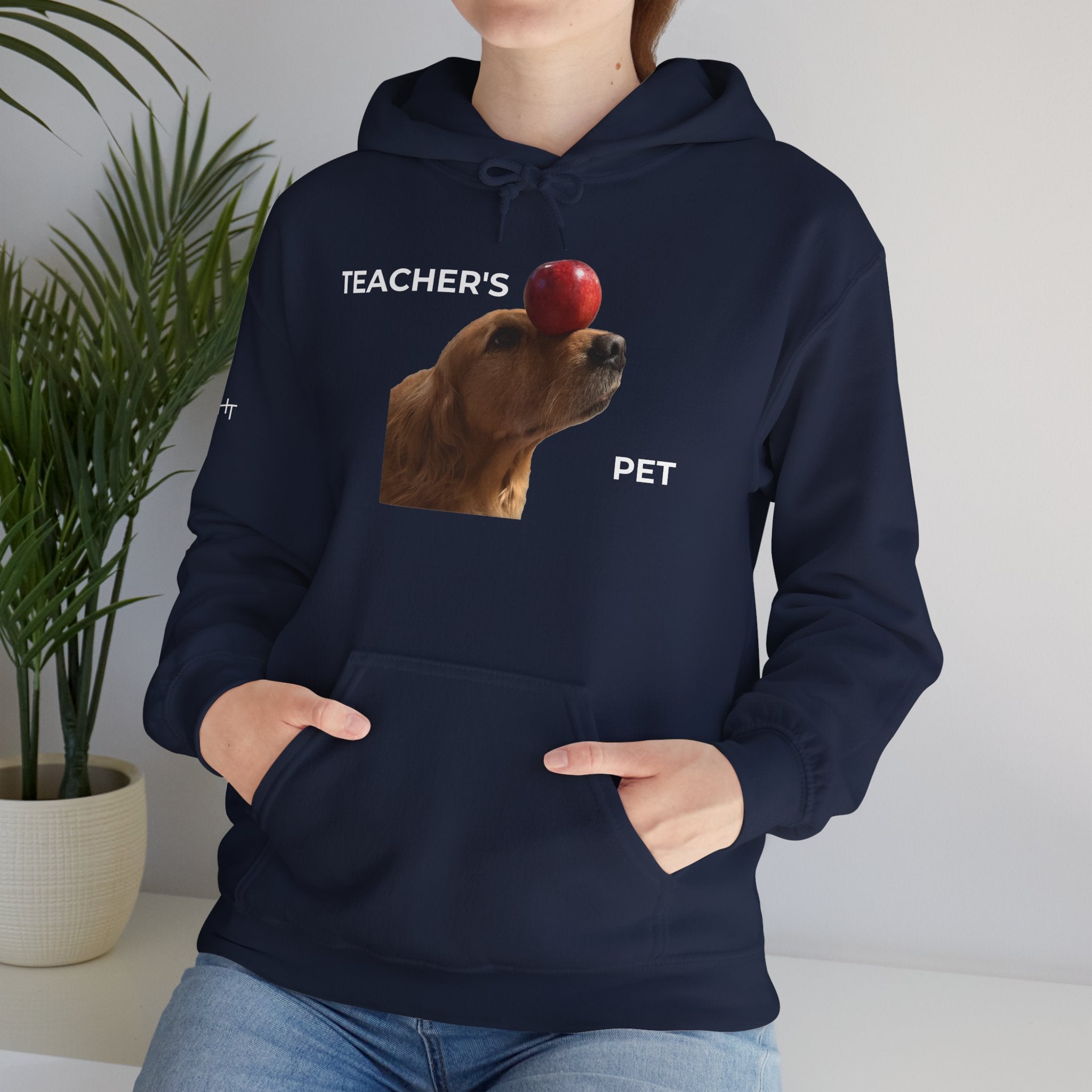 Teacher’s Pet Hoodie – Funny Dog with Apple Design