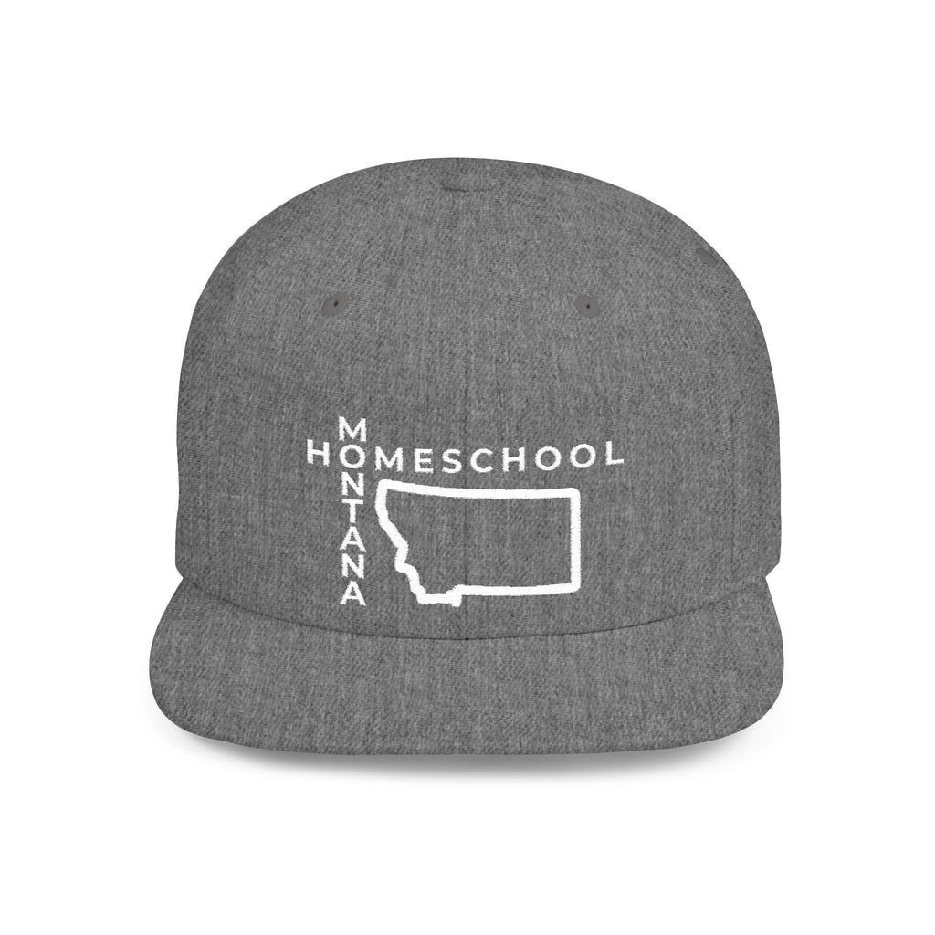 Montana Homeschool Flat Bill Snapback Hat (WHITE embroidery)