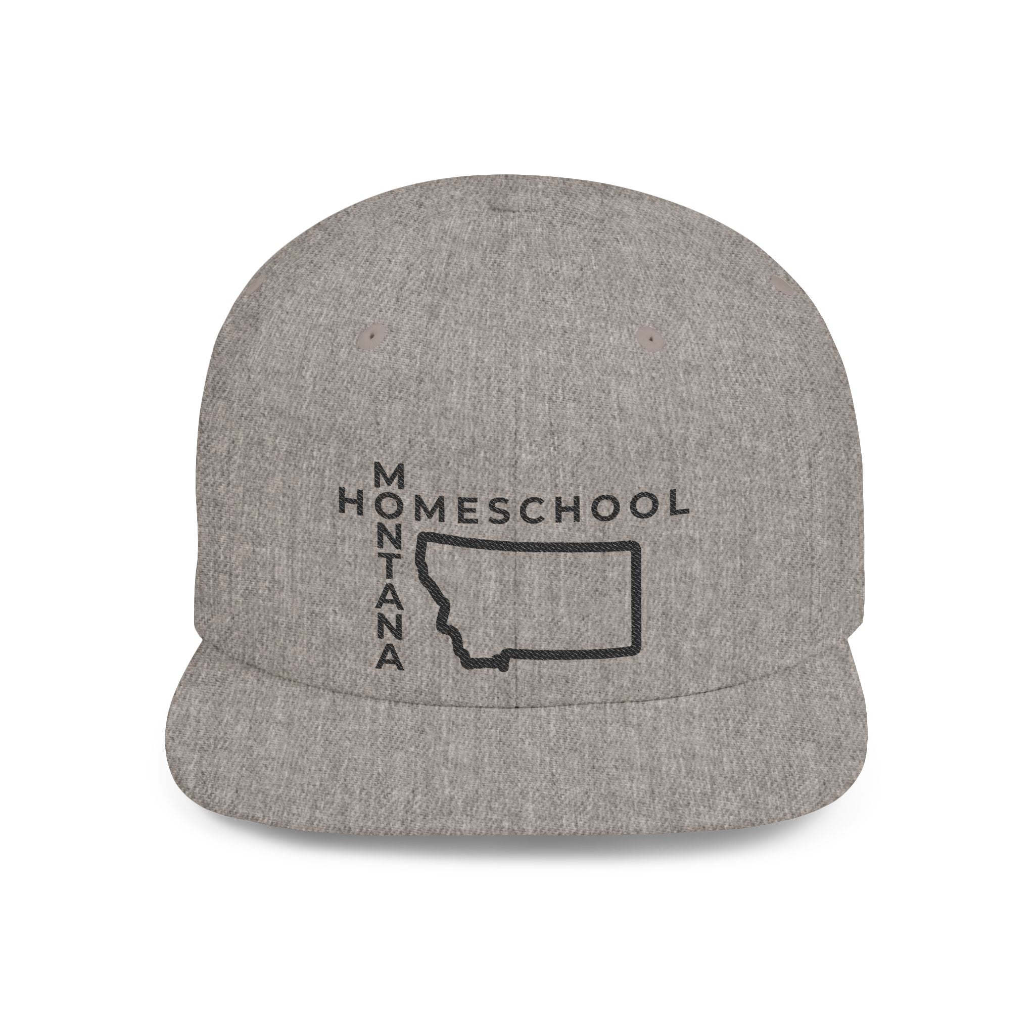 Montana Homeschool Flat Bill Snapback Hat (BLACK embroidery)