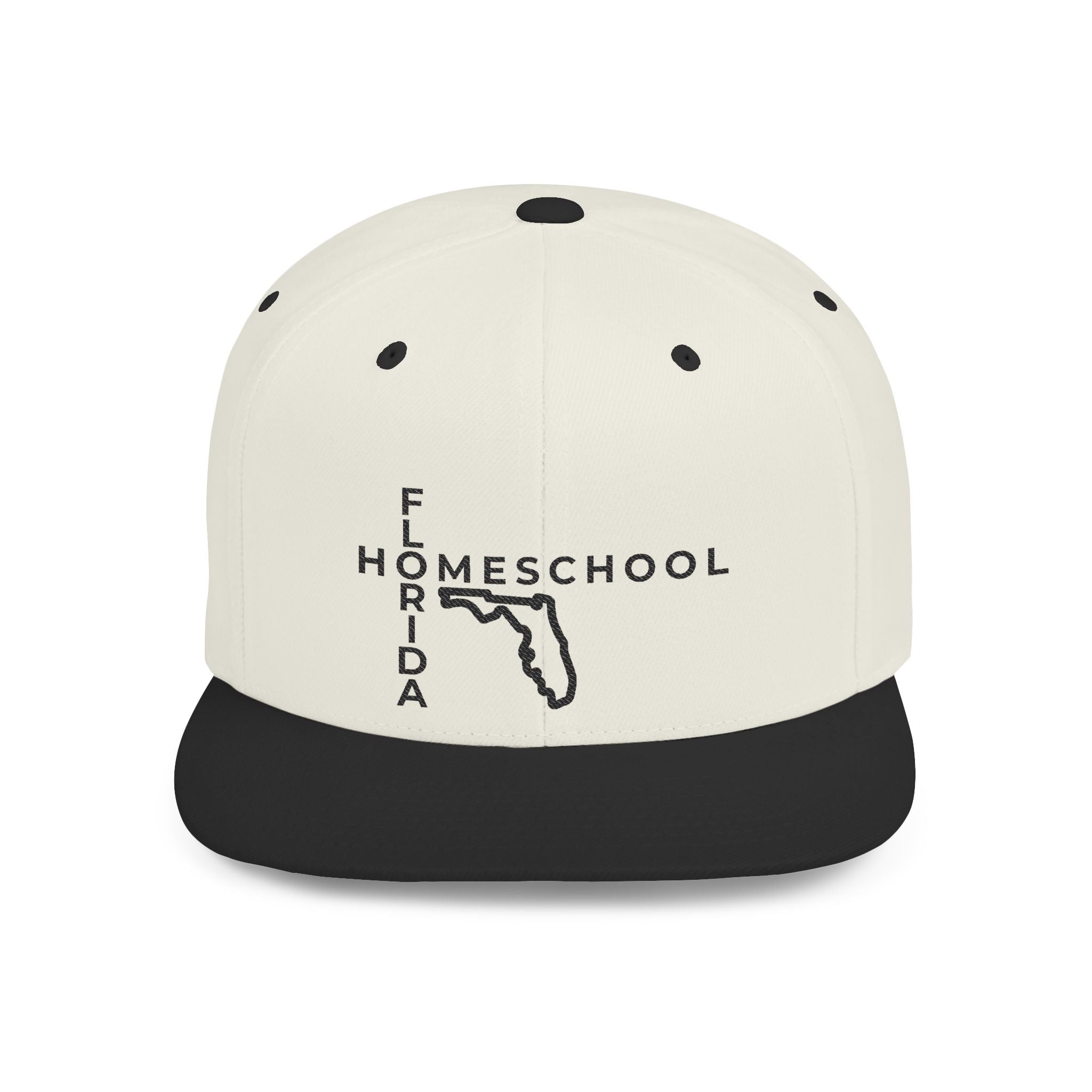 Florida Homeschool Flat Bill Snapback Hat (BLACK embroidery)