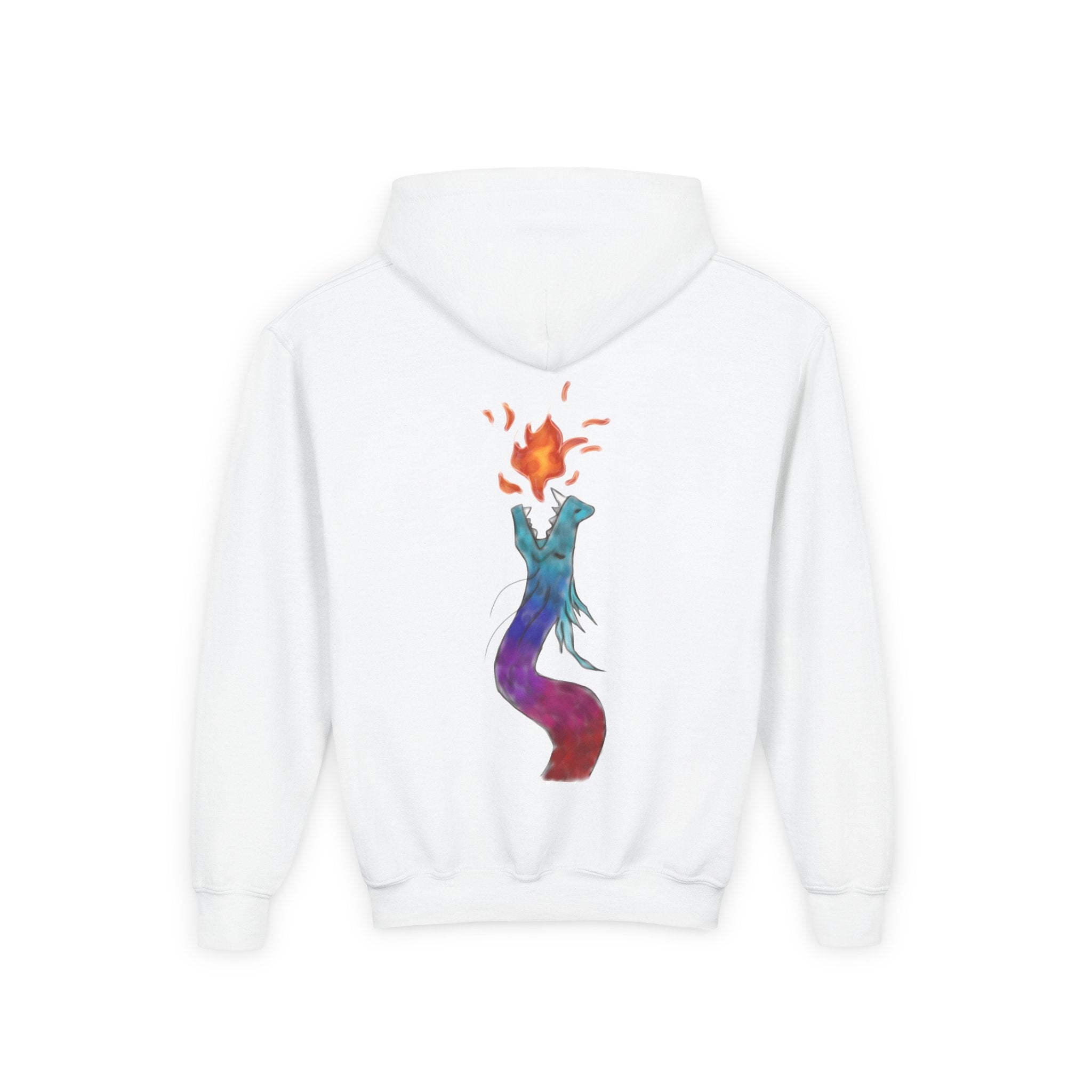 Youth Hoodie — Colorful Fire-Breathing Dragon Graphic