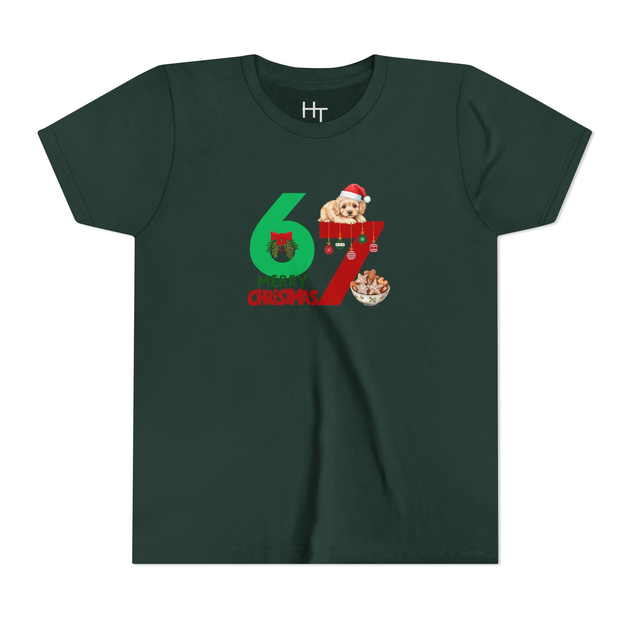 Youth Tee – '67 Merry Christmas' Cute Puppy Holiday Shirt