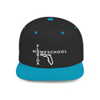 Florida Homeschool Flat Bill Snapback Hat (WHITE embroidery)