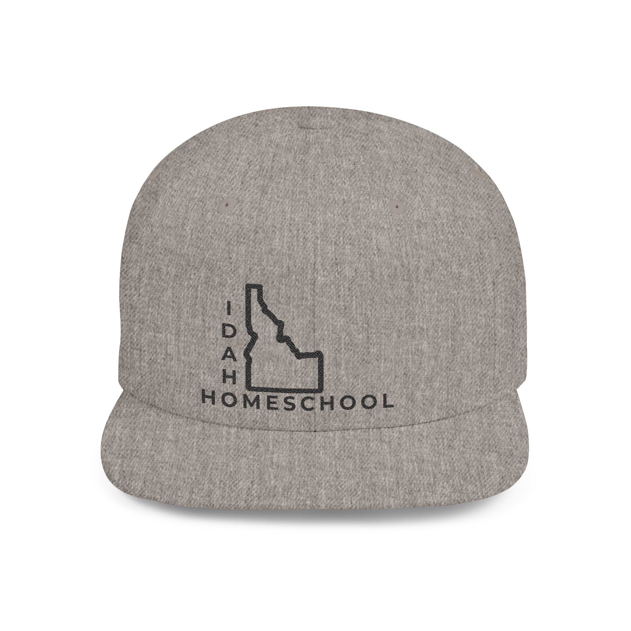 Idaho Homeschool Flat Bill Snapback Hat (BLACK embroidery)
