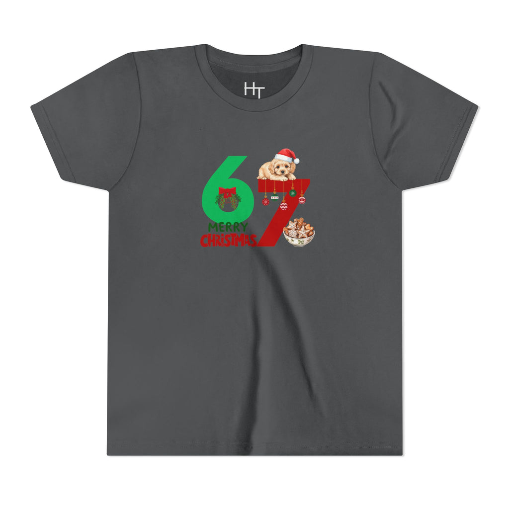 Youth Tee – '67 Merry Christmas' Cute Puppy Holiday Shirt