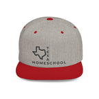 Texas Homeschool Flat Bill Snapback Hat (BLACK embroidery)