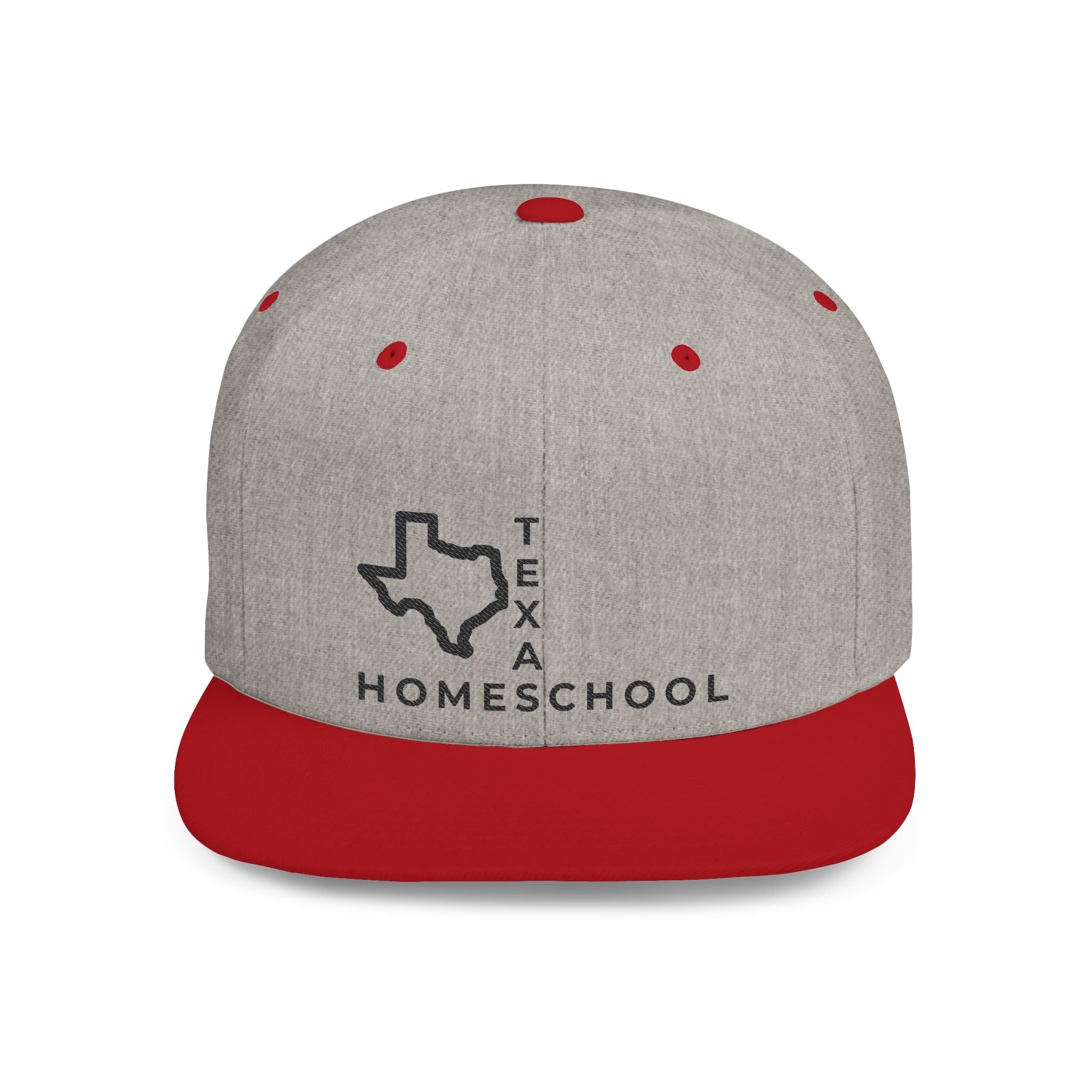 Texas Homeschool Flat Bill Snapback Hat (BLACK embroidery)