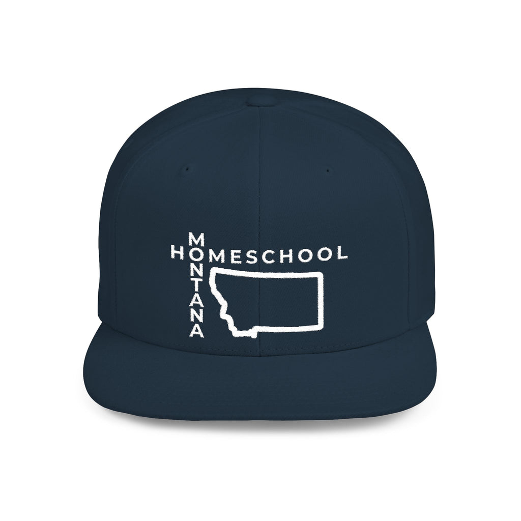 Montana Homeschool Flat Bill Snapback Hat (WHITE embroidery)