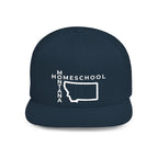 Montana Homeschool Flat Bill Snapback Hat (WHITE embroidery)