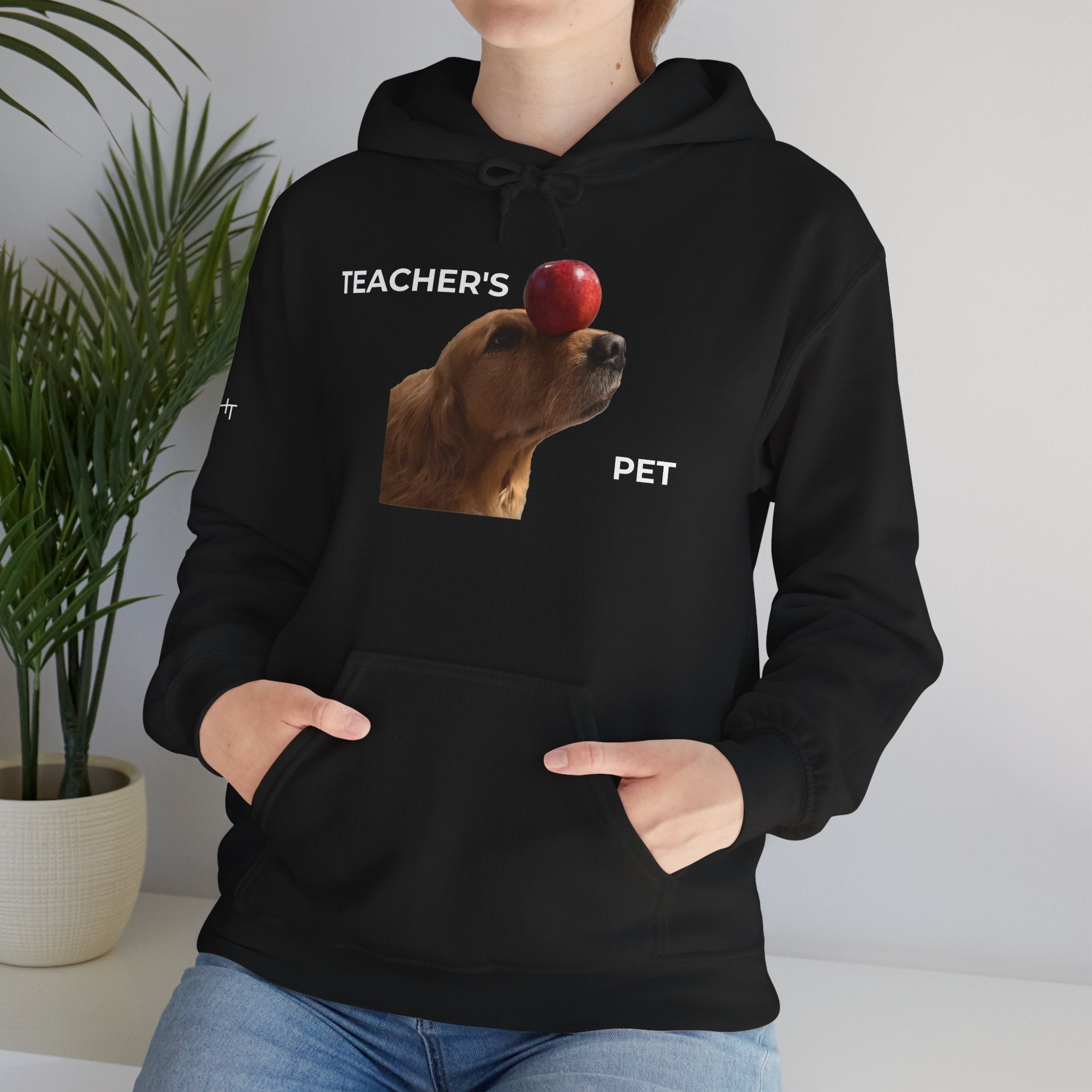 Teacher’s Pet Hoodie – Funny Dog with Apple Design