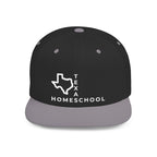 Texas Homeschool Flat Bill Snapback Hat (WHITE embroidery)