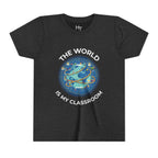Youth T‑Shirt — "The World Is My Classroom" Globe Tee for Young Explorers