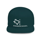 Texas Homeschool Flat Bill Snapback Hat (WHITE embroidery)