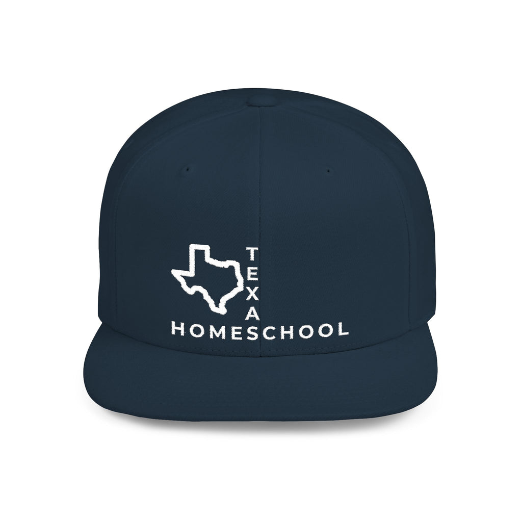 Texas Homeschool Flat Bill Snapback Hat (WHITE embroidery)