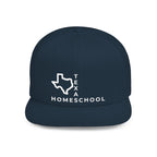 Texas Homeschool Flat Bill Snapback Hat (WHITE embroidery)
