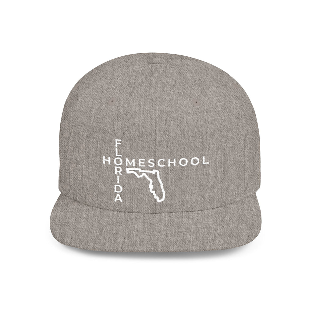 Florida Homeschool Flat Bill Snapback Hat (WHITE embroidery)