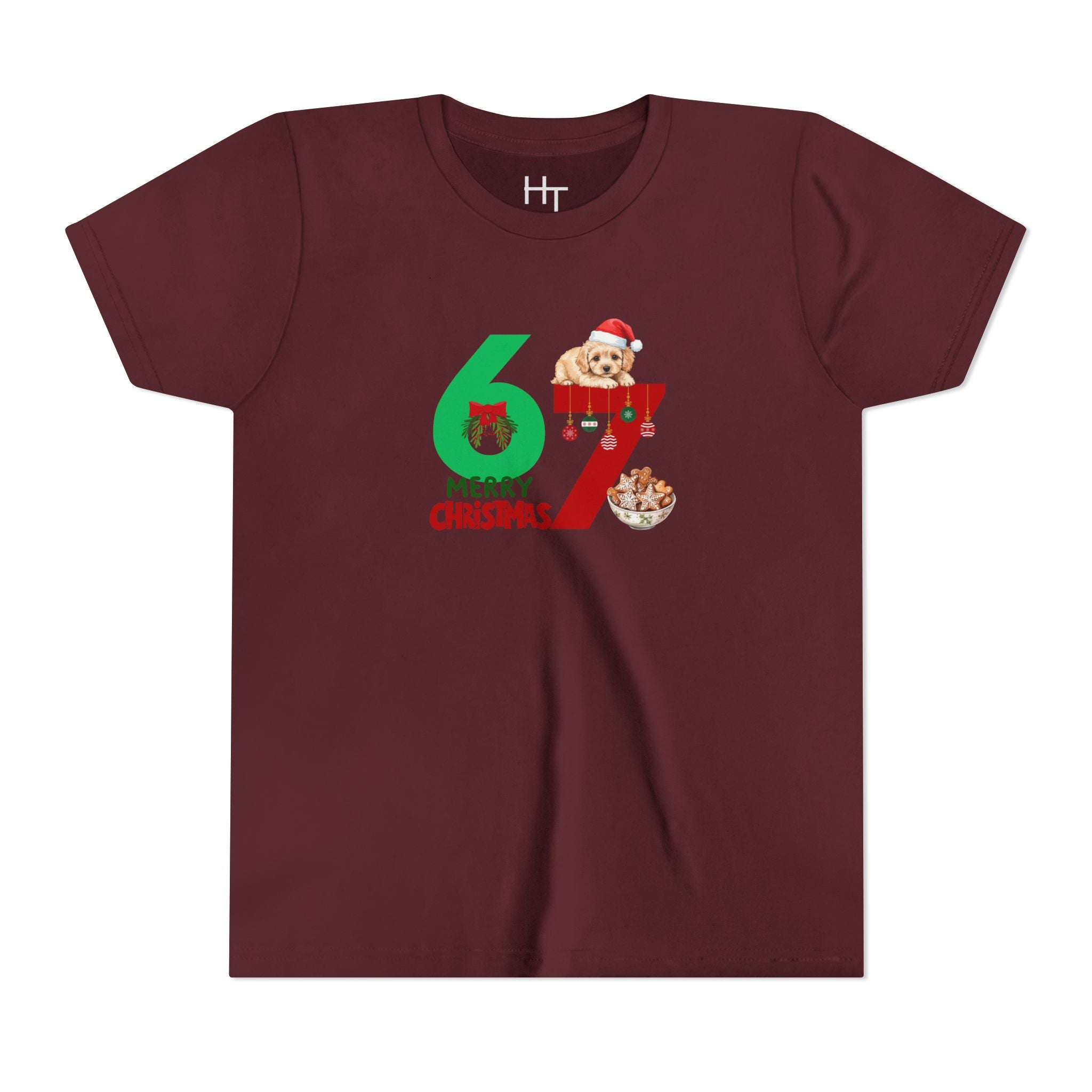 Youth Tee – '67 Merry Christmas' Cute Puppy Holiday Shirt