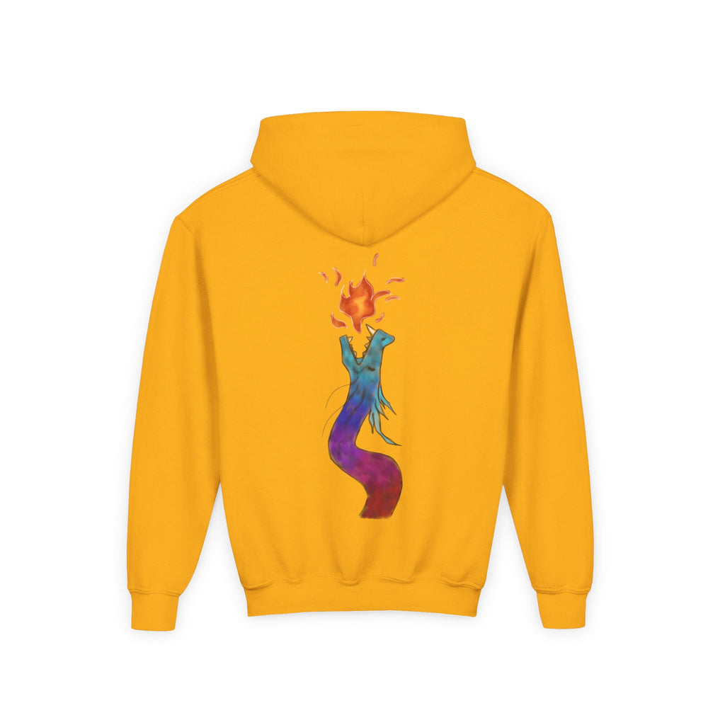Youth Hoodie — Colorful Fire-Breathing Dragon Graphic
