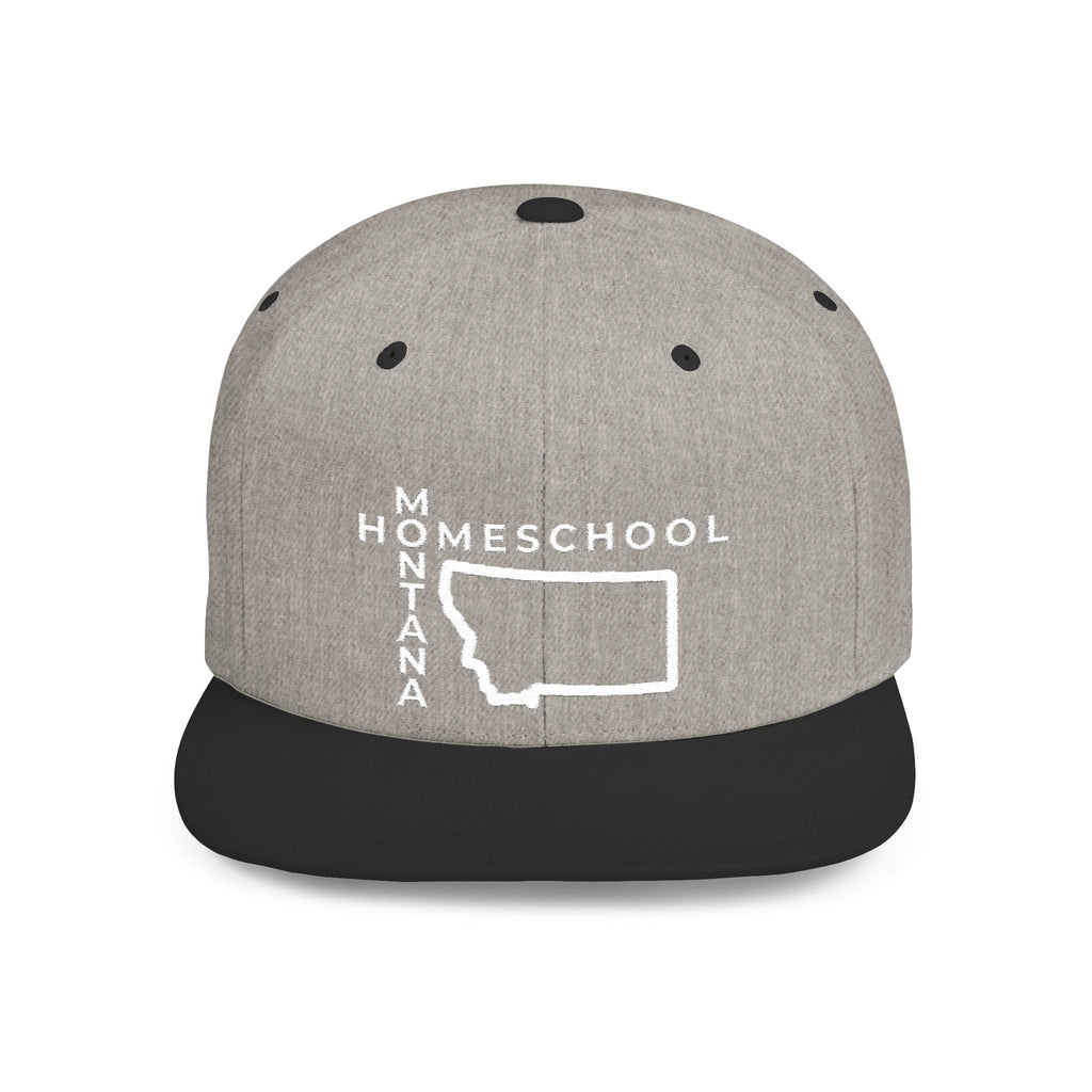 Montana Homeschool Flat Bill Snapback Hat (WHITE embroidery)
