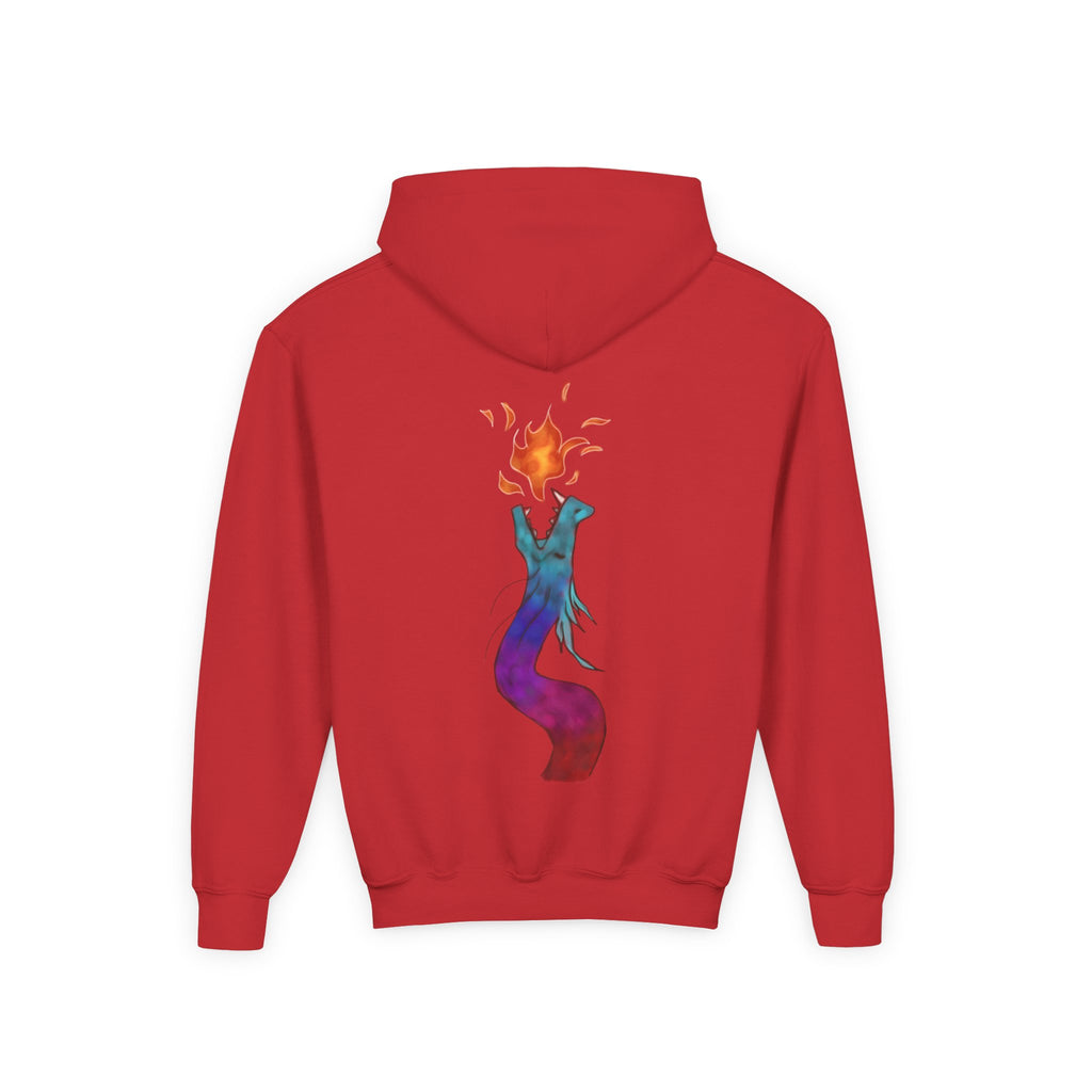 Youth Hoodie — Colorful Fire-Breathing Dragon Graphic