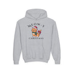Meowy Christmas Youth Hoodie — Cute Cat Santa Holiday Sweatshirt