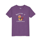 Youth Tee - "Meow-y Christmas" Cute Cat Kids Holiday T-Shirt