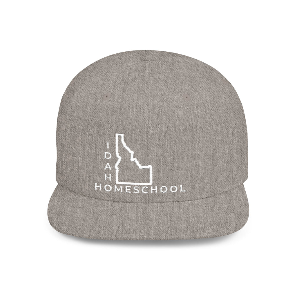 Idaho Homeschool Flat Bill Snapback Hat (WHITE embroidery)