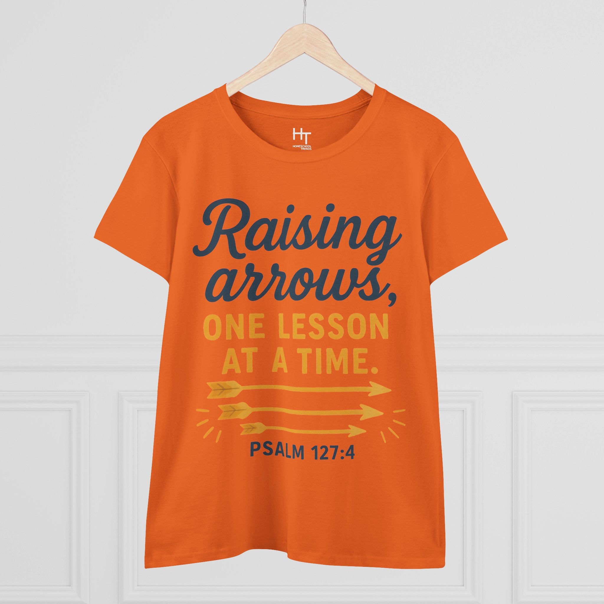 Raising Arrows T-Shirt — "Raising arrows, one lesson at a time. Psalm 127:4" Faith Mom Tee