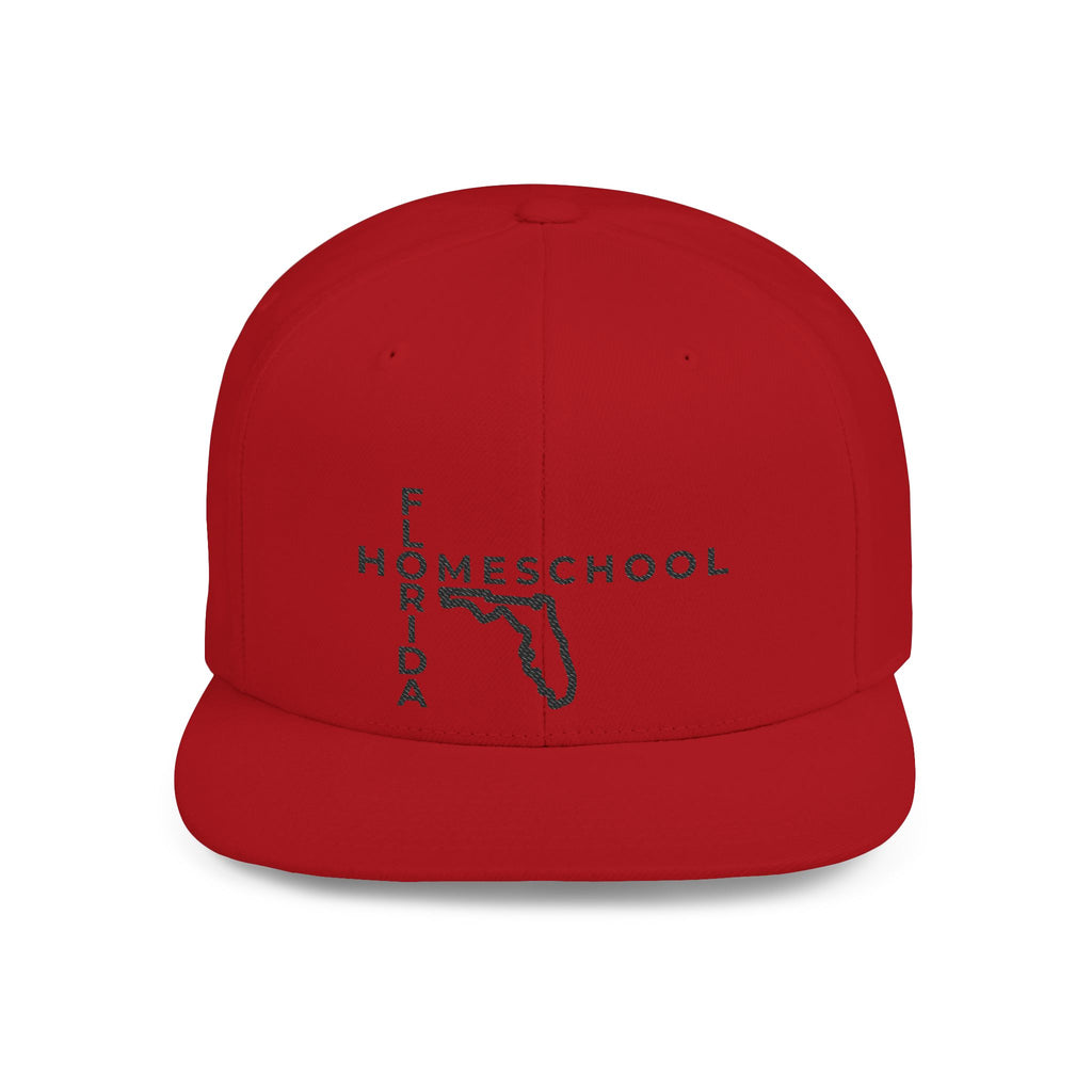 Florida Homeschool Flat Bill Snapback Hat (BLACK embroidery)
