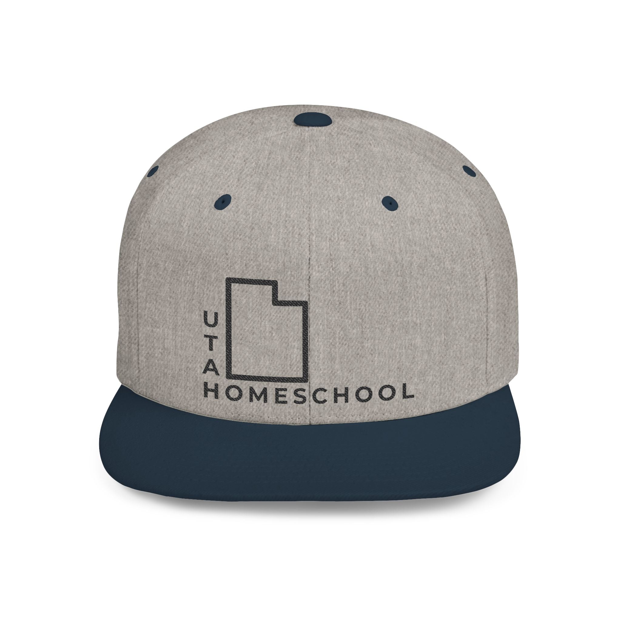 Utah Homeschool Flat Bill Snapback Hat (BLACK embroidery)