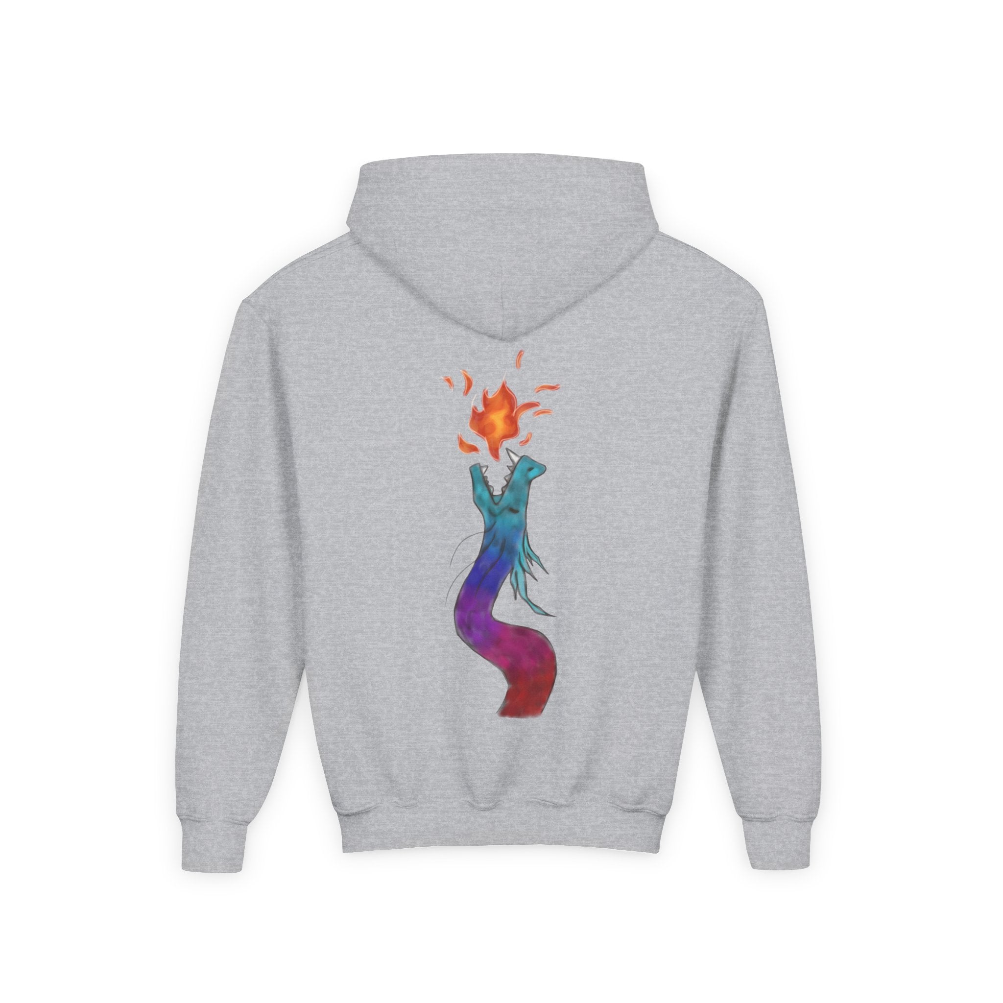 Youth Hoodie — Colorful Fire-Breathing Dragon Graphic