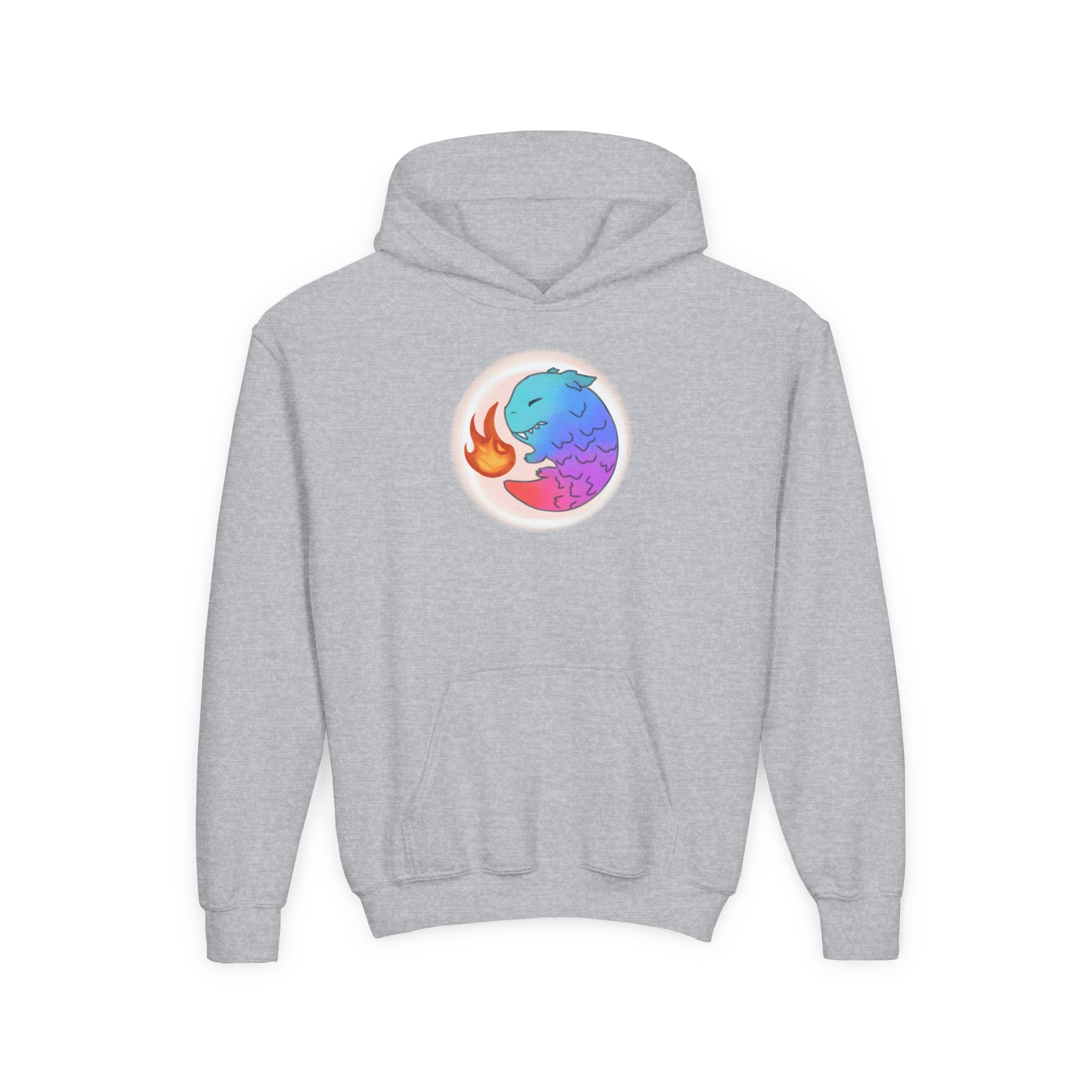 Youth Hoodie — Colorful Fire-Breathing Dragon Graphic