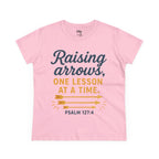 Raising Arrows T-Shirt — "Raising arrows, one lesson at a time. Psalm 127:4" Faith Mom Tee
