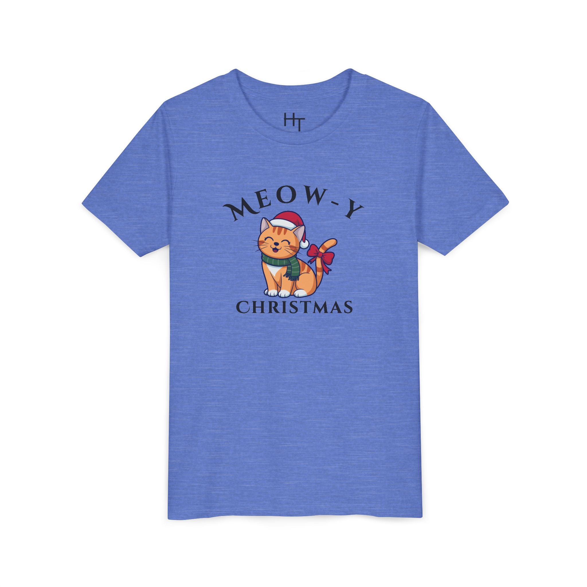 Youth Tee - "Meow-y Christmas" Cute Cat Kids Holiday T-Shirt