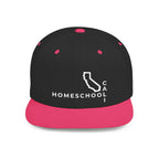 California Homeschool Flat Bill Snapback Hat (WHITE embroidery)
